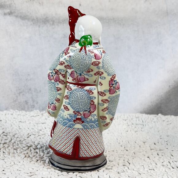 Chinese Famille Rose Porcelain Shou Lao Statue Shou Xing God Of Longevity 6.5” - Picture 3 of 11